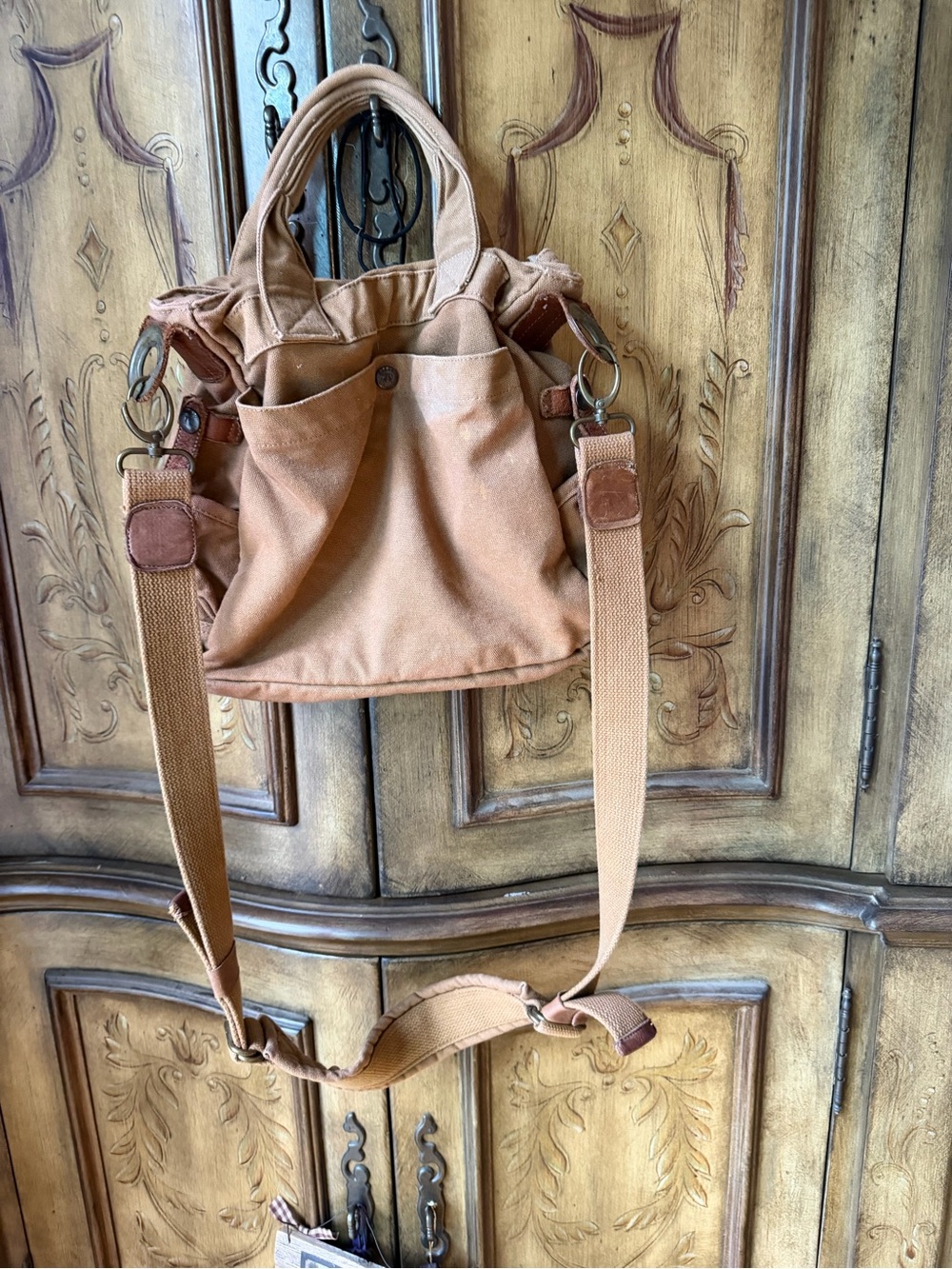 Canvas Utility Tote in Tan - Picture 2 of 3